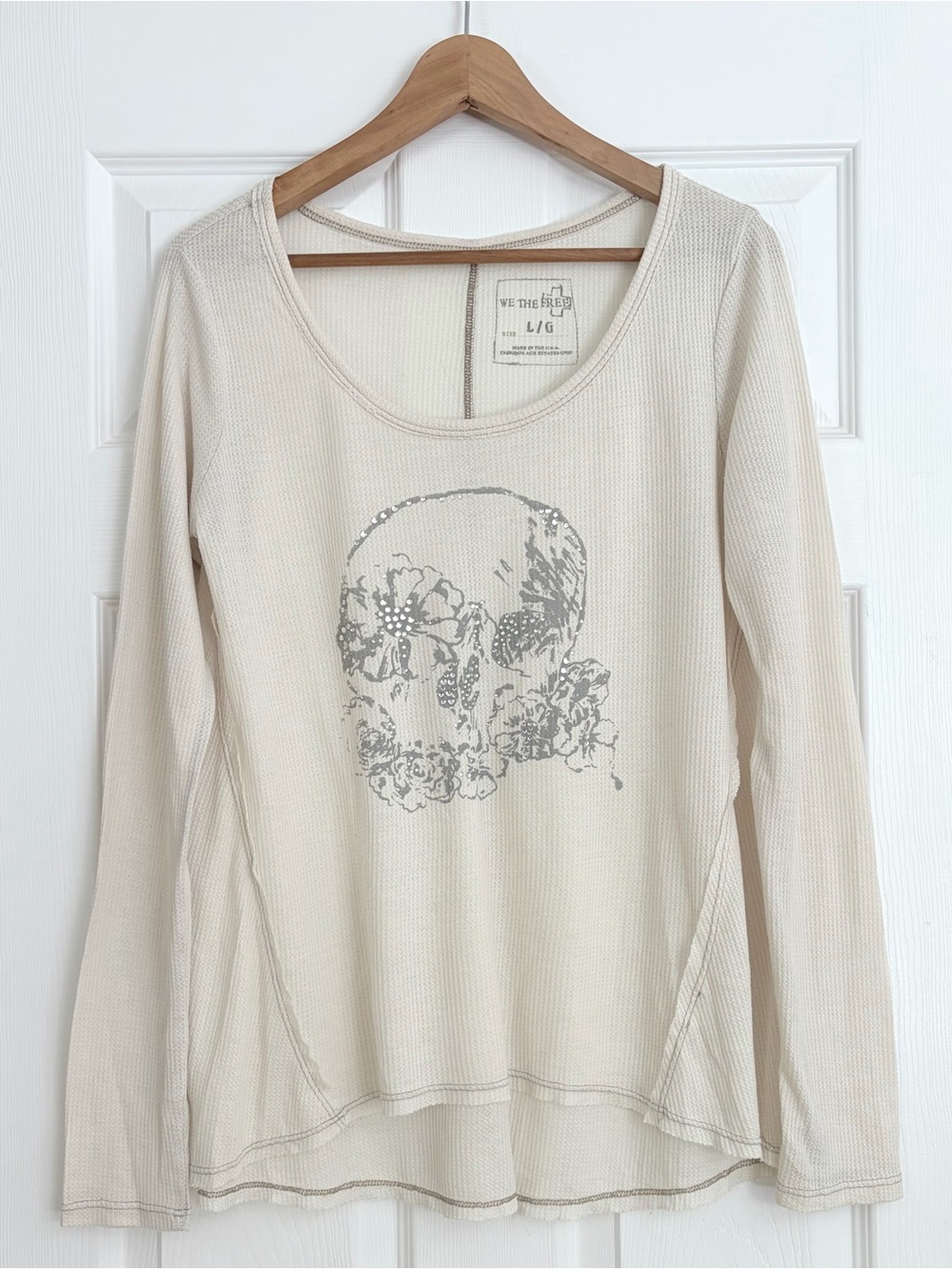Free People We The Free Floral Skull Thermal Top Size L